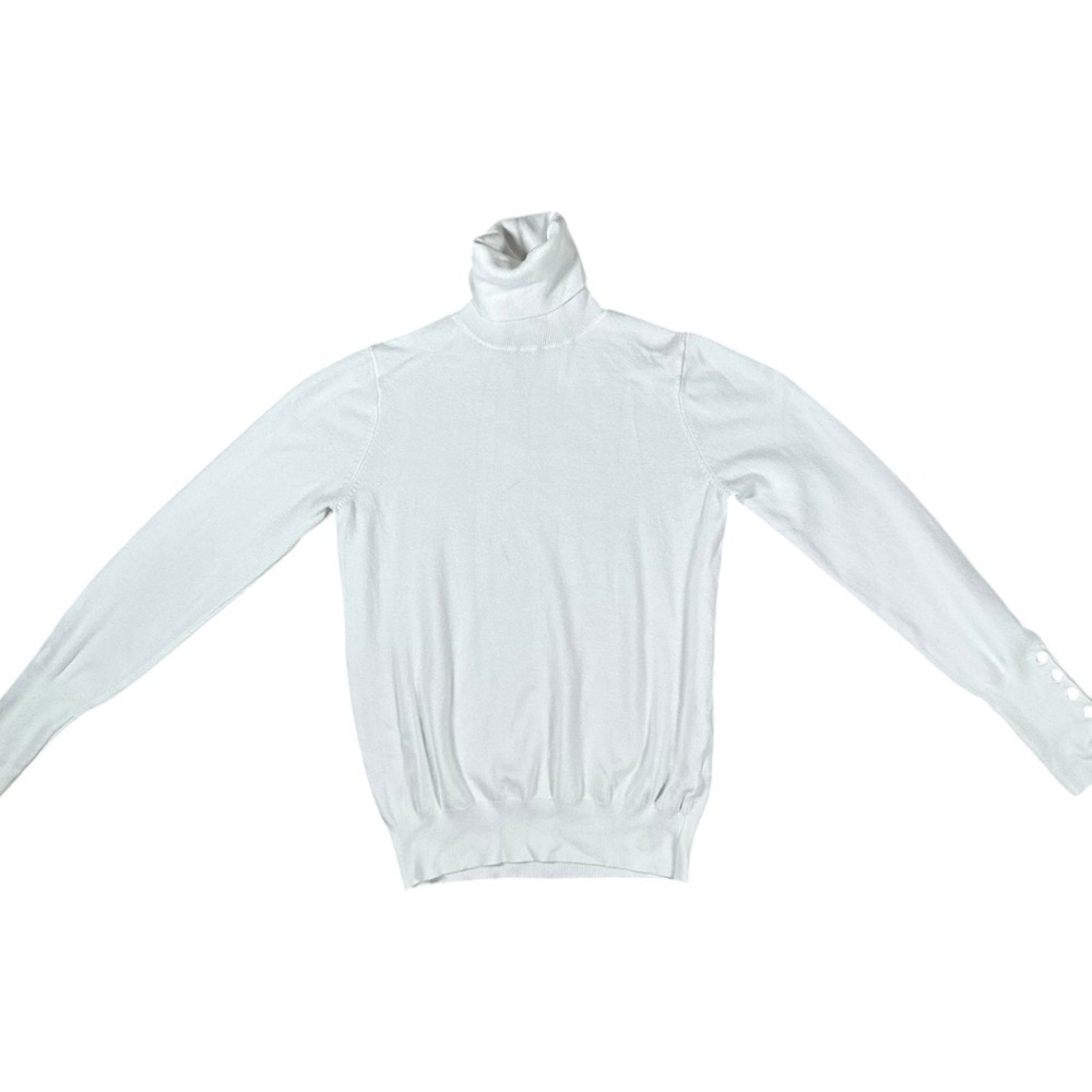 Zara Pleated Turtleneck Sweater White Size Small